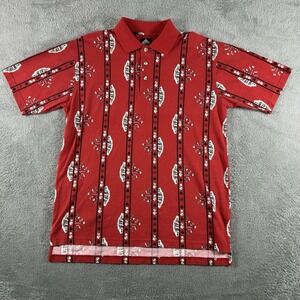 Vtg Tobasco Shirt Mens M Red Polo Collared All Over Print Poker Golf Retro 90s